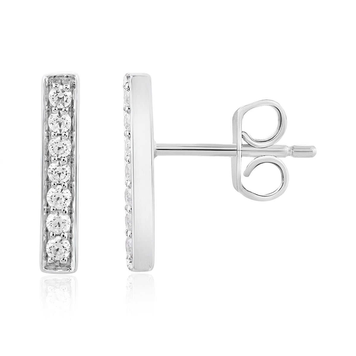 Drop Bar Diamond Stud Earrings