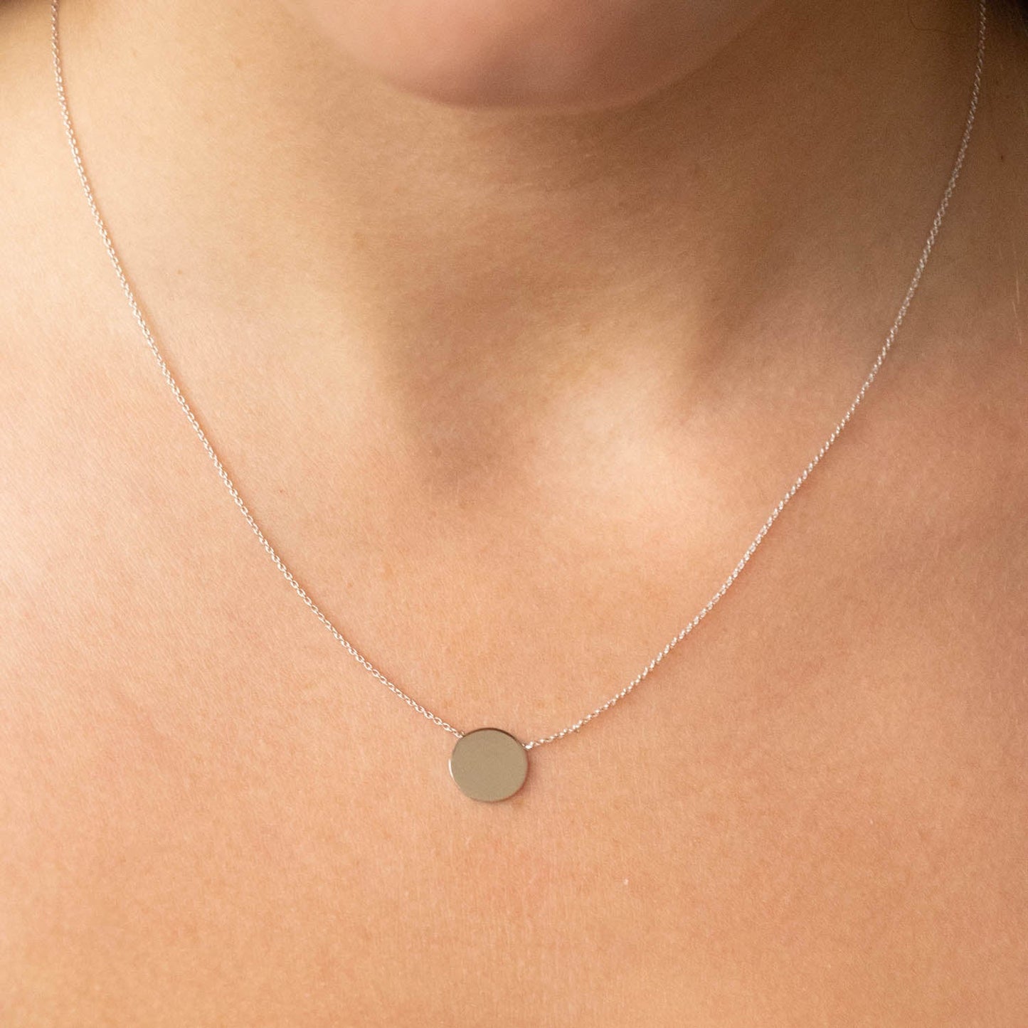 Petite White Gold Disc Necklace