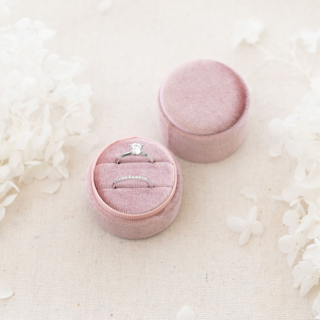 Double wedding ceremony ring box pink wedding colours 2026 | By Angeline Australia