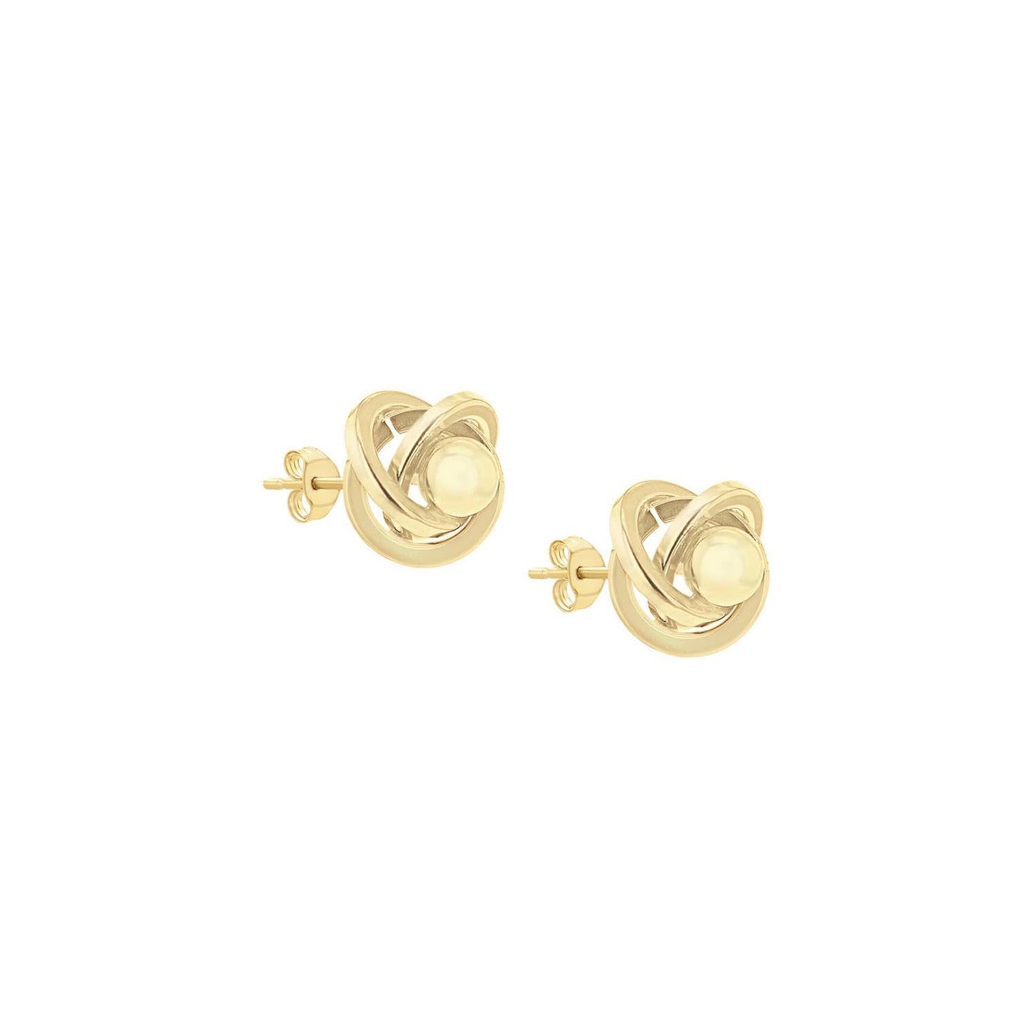 9K Yellow Gold 5mm Knot Ball Stud Earrings