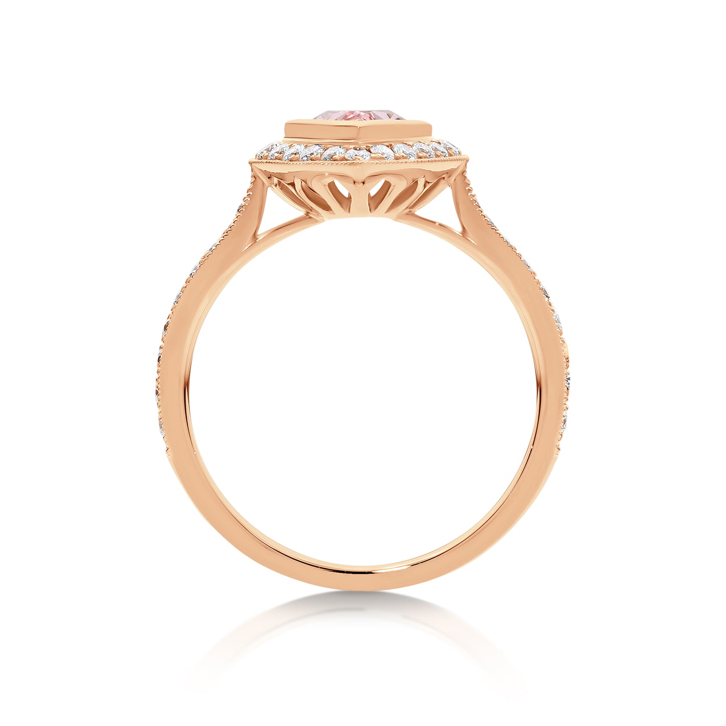 Natural Morganite & Diamond Ring Rose Gold| By Angeline Australia Side View