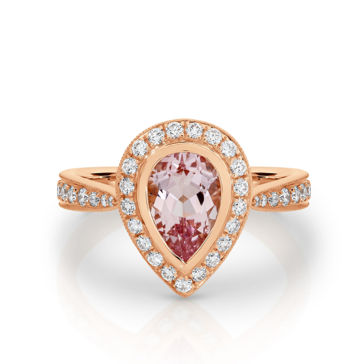 Natural Morganite & Diamond Ring Rose Gold| By Angeline Australia