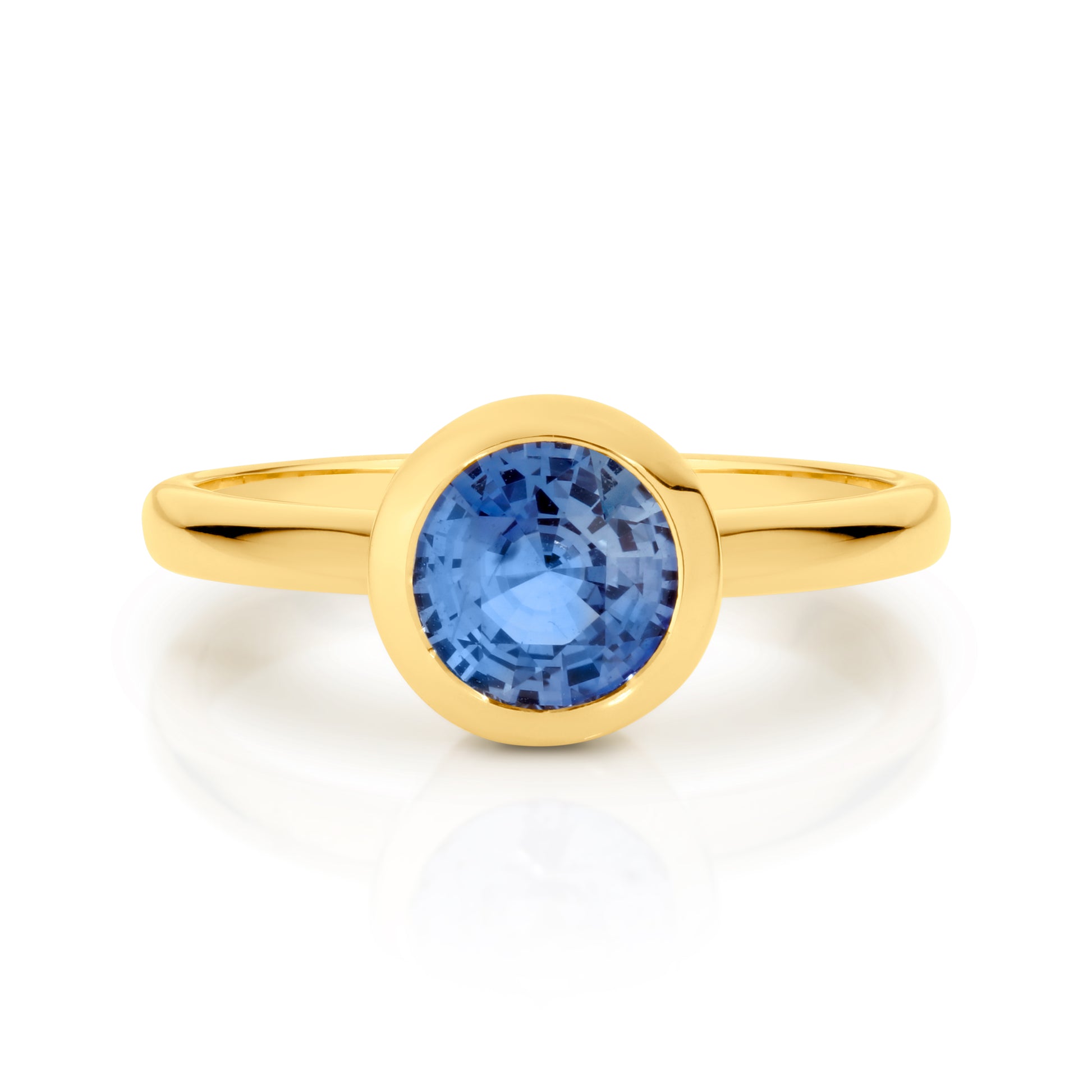 Bezel Set Blue Sapphire Ring Yellow Gold| By Angeline Australia