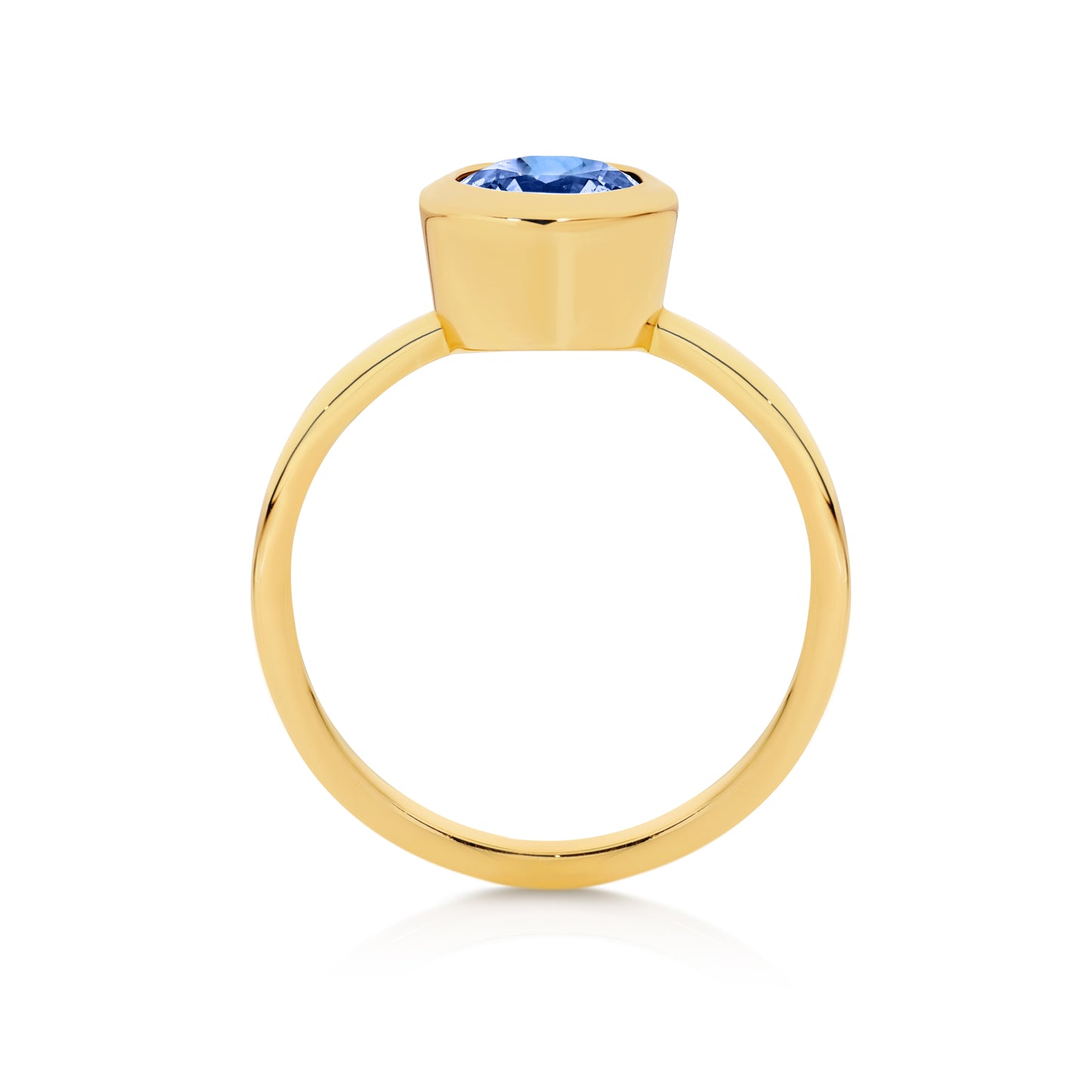 Bezel Set Blue Sapphire Ring Yellow Gold| By Angeline Australia Side View