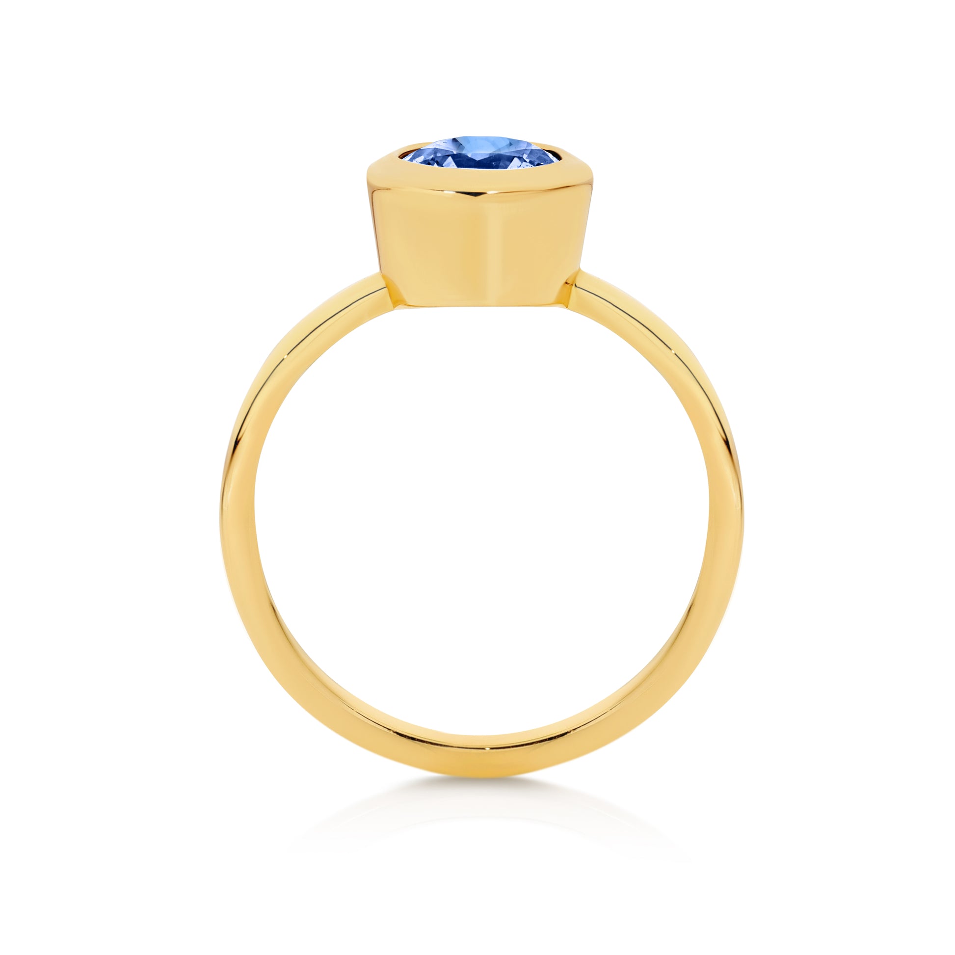 Bezel Set Blue Sapphire Ring Yellow Gold| By Angeline Australia Side View