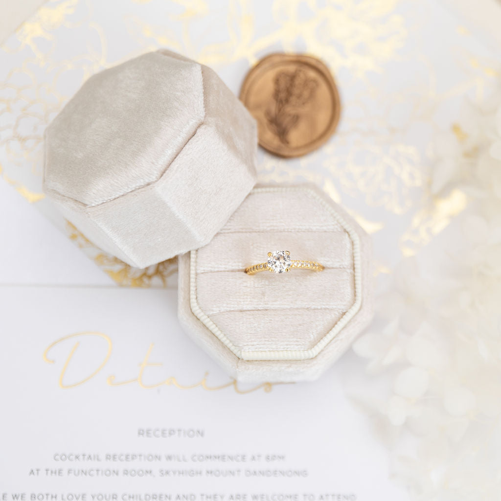Velvet Wedding Ceremony Engagement Ring Box