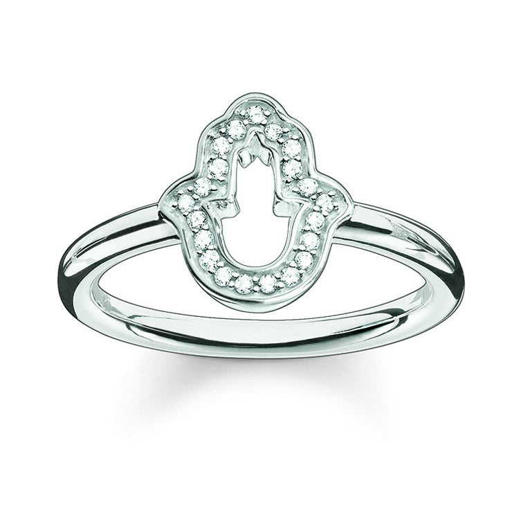 Thomas Sabo Sterling Silver Cubic Zirconia Hand Of Fatima Ring TR2076