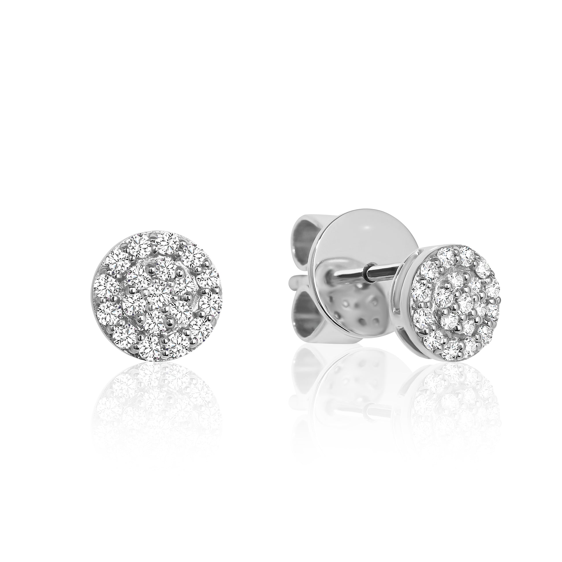 Dainty Pave Set White Gold Studs Flat | By Angeline Australia