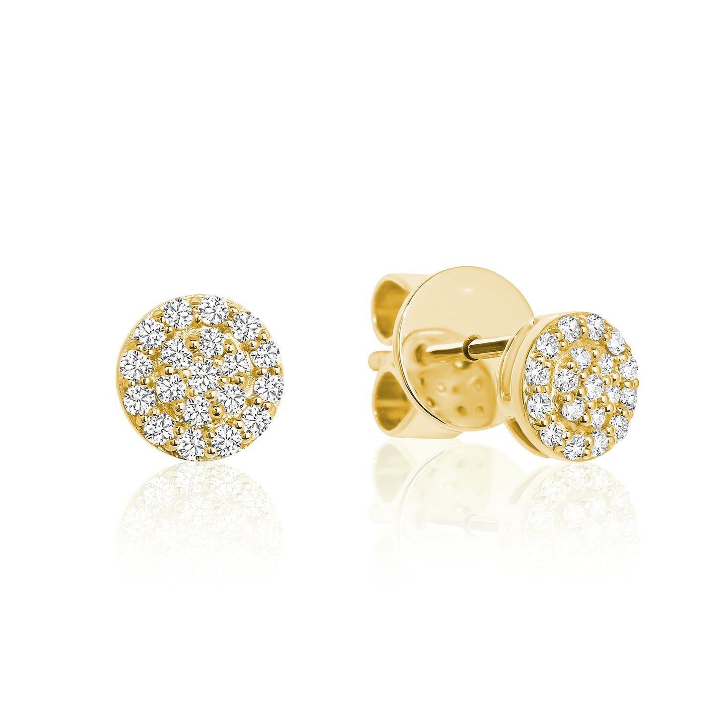 Dainty Pave Set Yellow Gold Studs Flat | By Angeline Australia