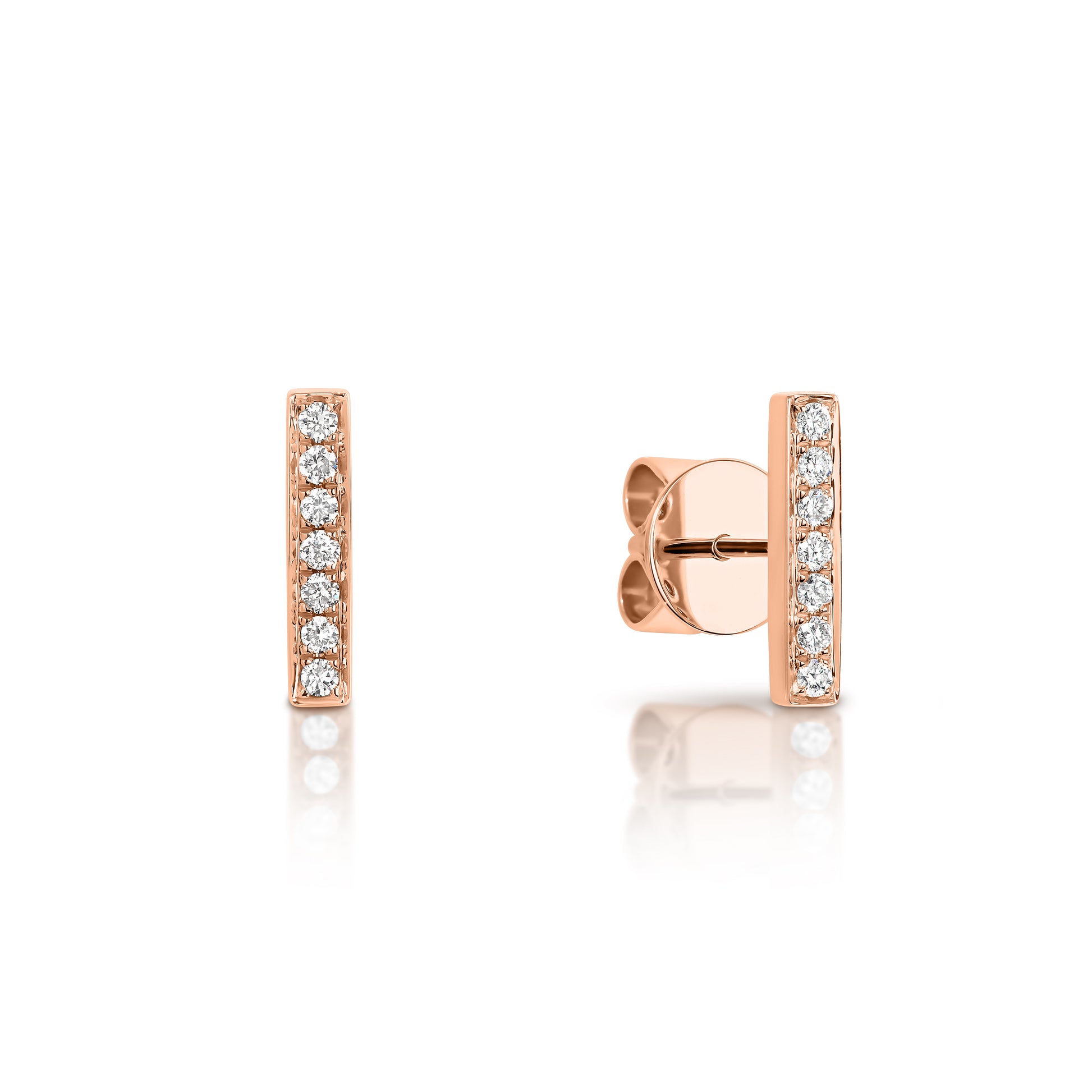 Bar Earrings Rose Gold Diamond Everyday Wear | By Angeline Australia