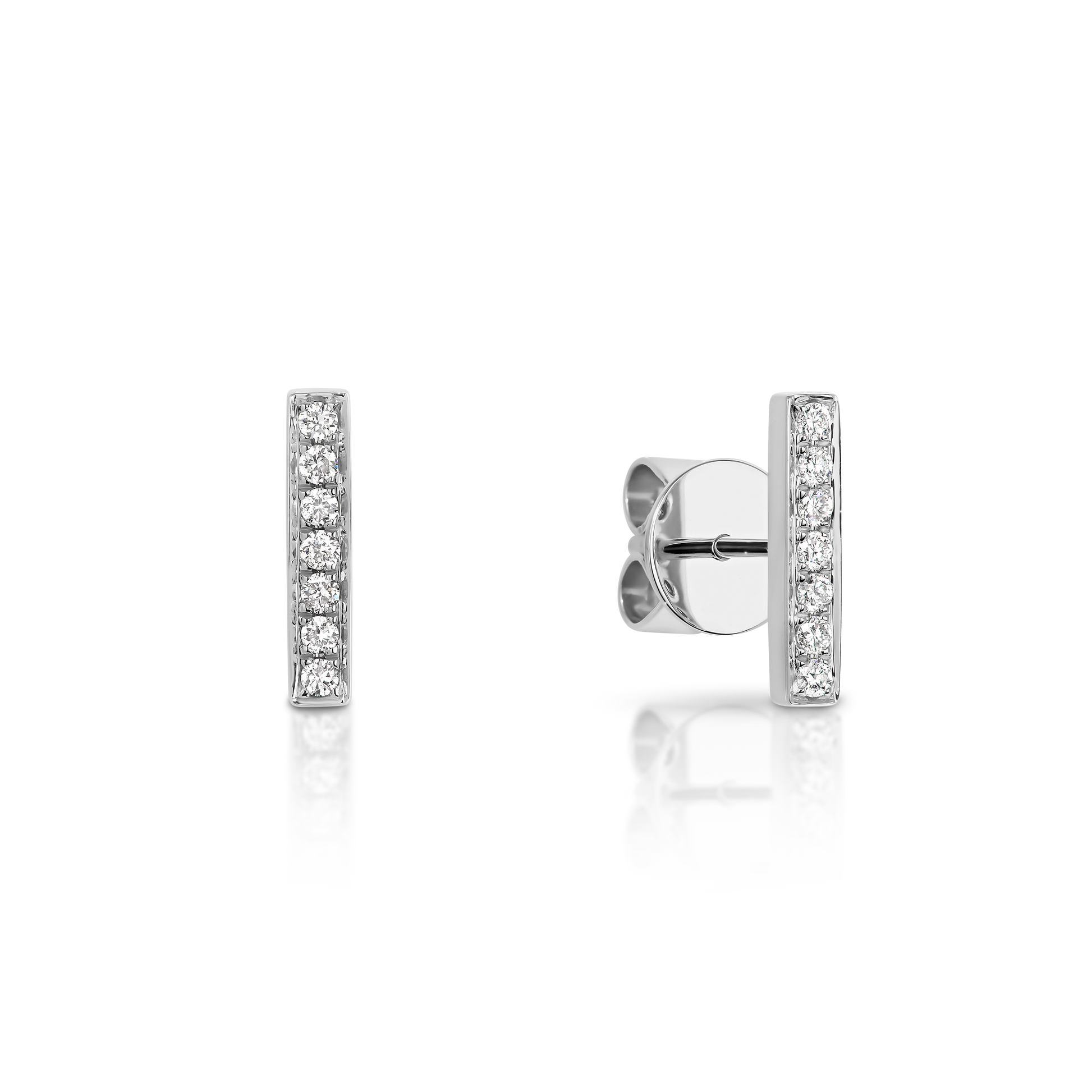bar earrings white gold diamond everyday