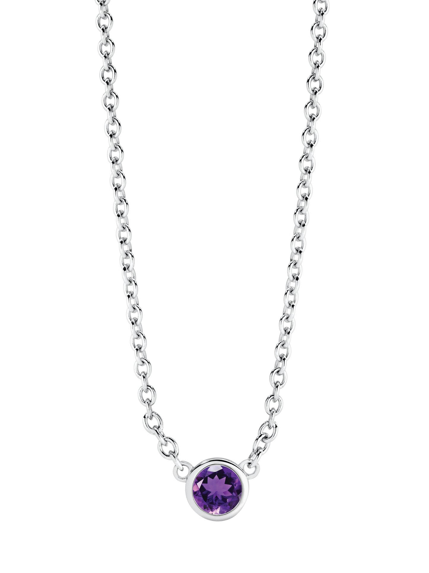 Birthstone Necklace in White Gold | By Angeline Australia | Amethyst Feburary