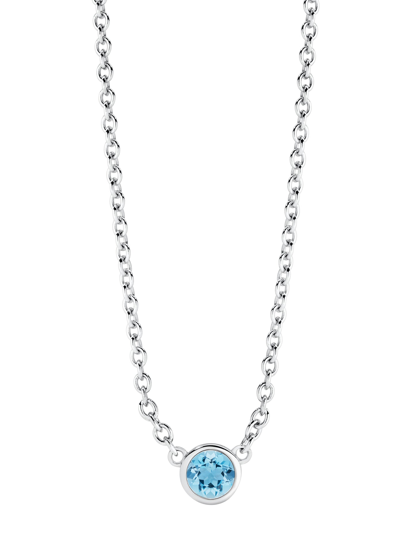 Birthstone Necklace in White Gold | By Angeline Australia | Aquamarine March
