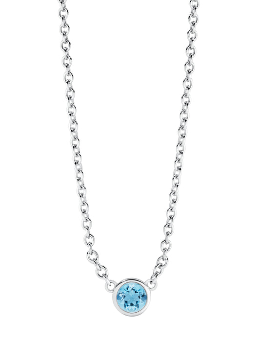 Birthstone Necklace in  White Gold |  By Angeline Australia | Aquamarine March