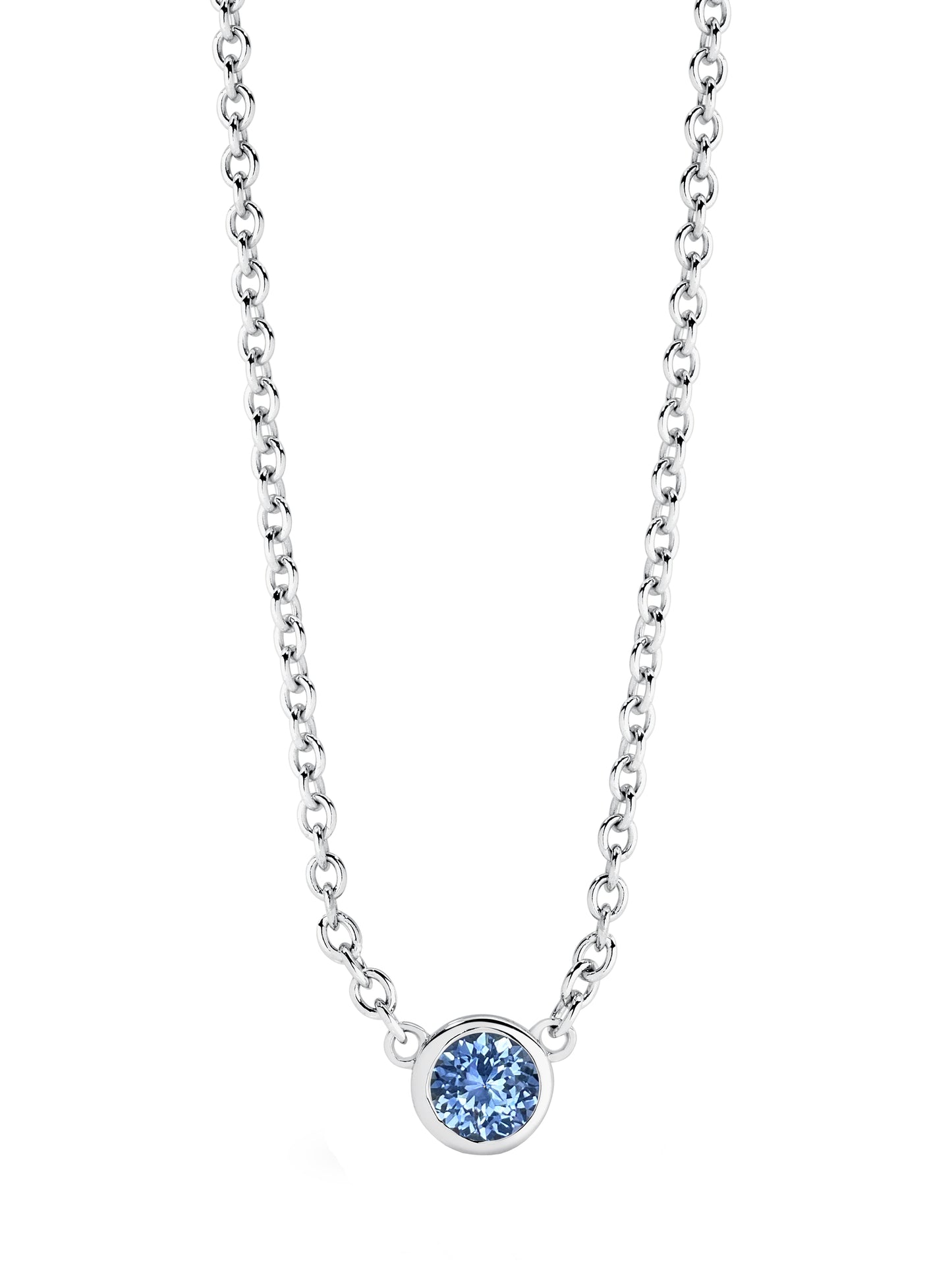 Birthstone Necklace in White Gold | By Angeline Australia | Sapphire September