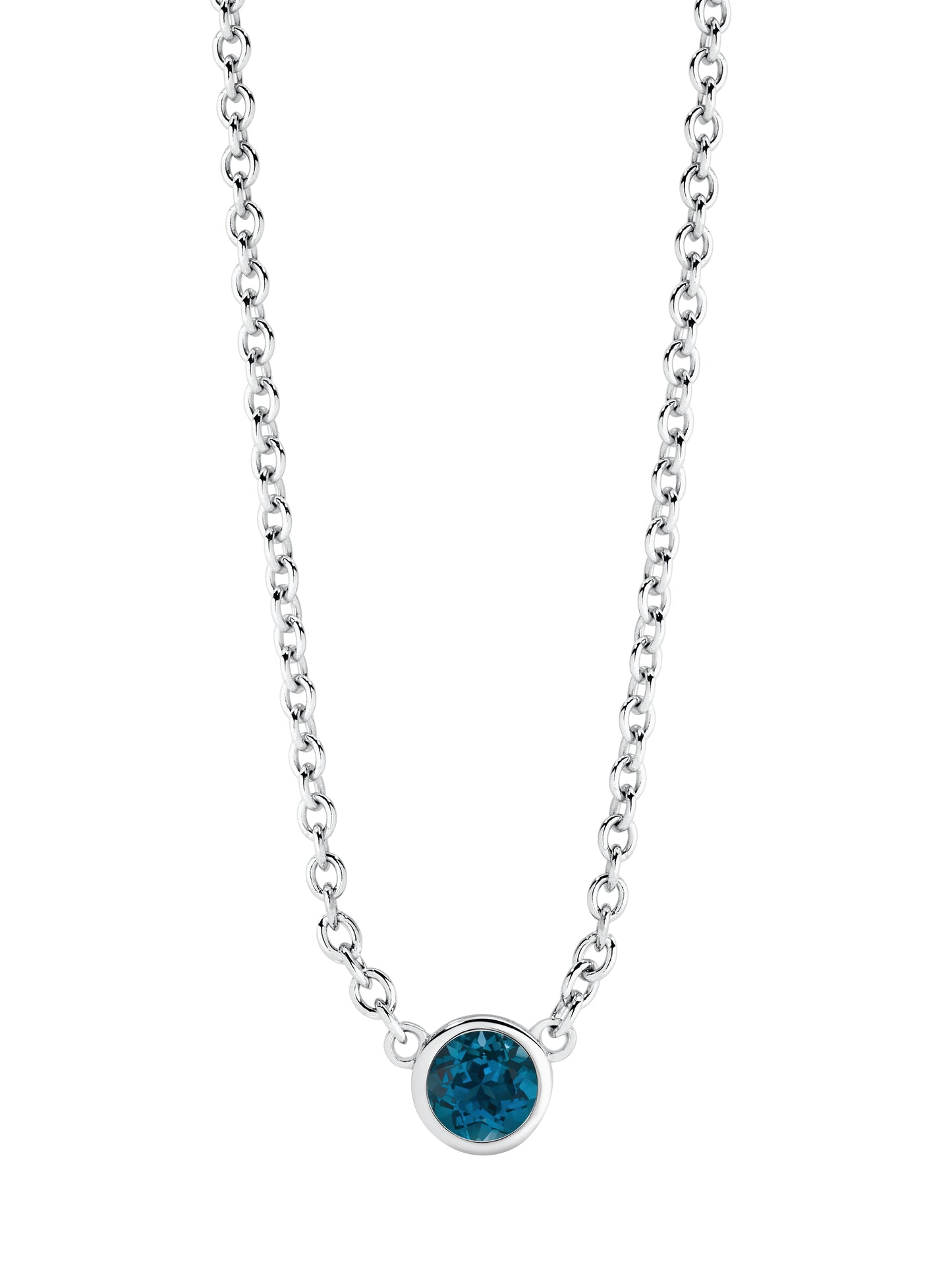 Birthstone Necklace in White Gold | By Angeline Australia | Blue Topaz November