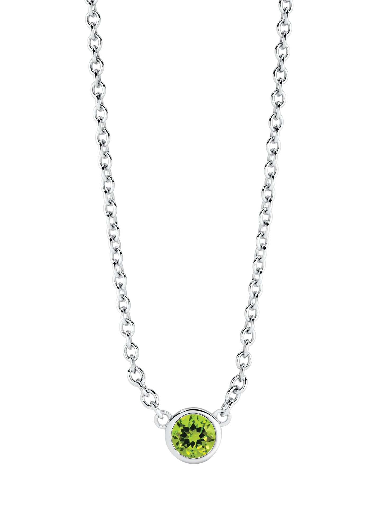 Birthstone Necklace in White Gold | By Angeline Australia | Peridot August