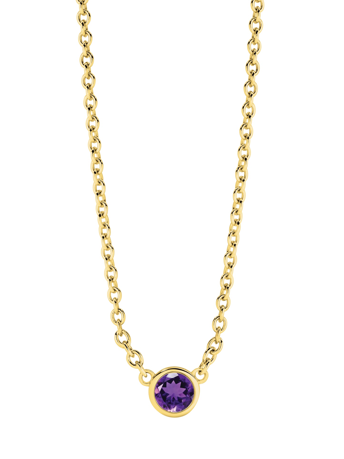 Tiny Birthstone Necklace in Yellow Gold | By Angeline Australia | February