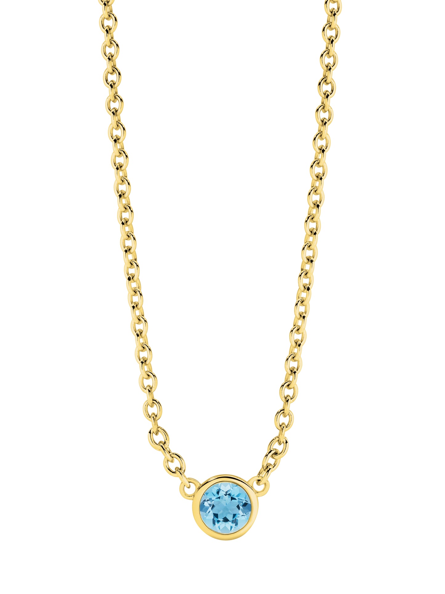 Tiny Birthstone Necklace in Yellow Gold | By Angeline Australia | March