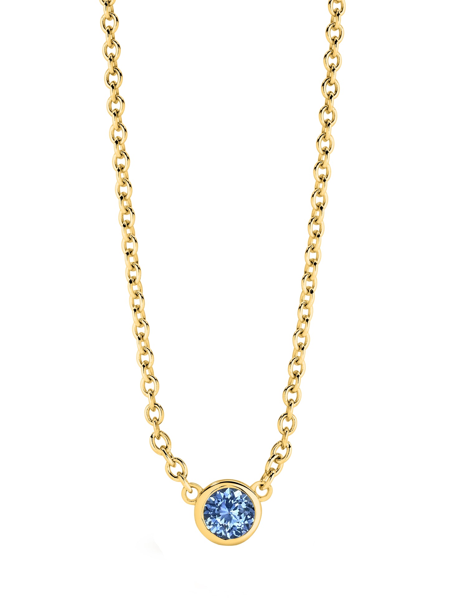Tiny Birthstone Necklace in Yellow Gold | By Angeline Australia | September