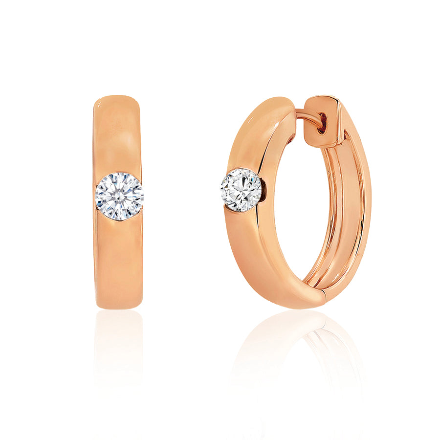 Minimalistic Diamond Huggies Rose Gold | By Angeline Australia