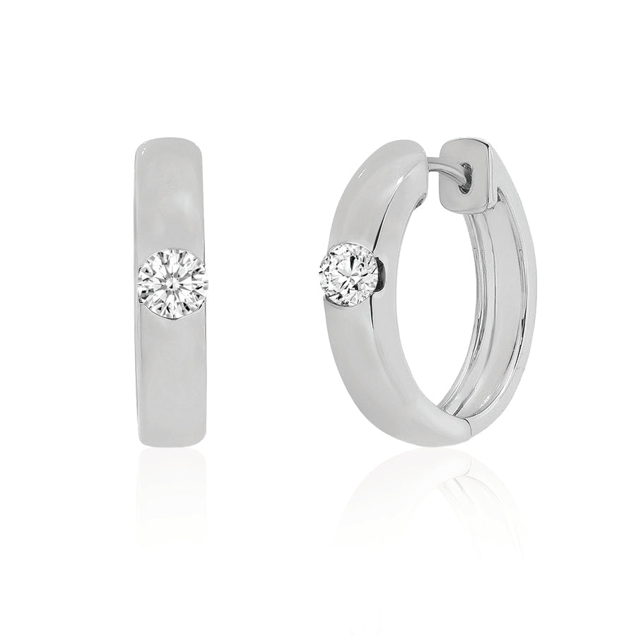 Minimalistic Diamond Huggies White Gold | By Angeline Australia