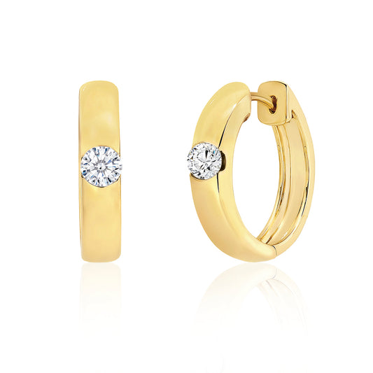 Minimalistic Diamond Huggies Yellow Gold | By Angeline Australia