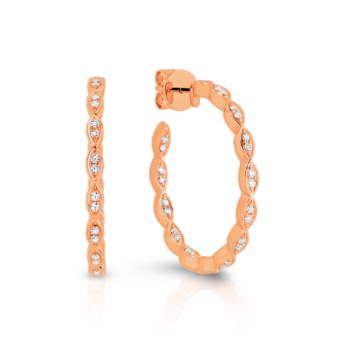 Large Diamond Hoop Style Rose Gold Earrings | By Angeline Australia