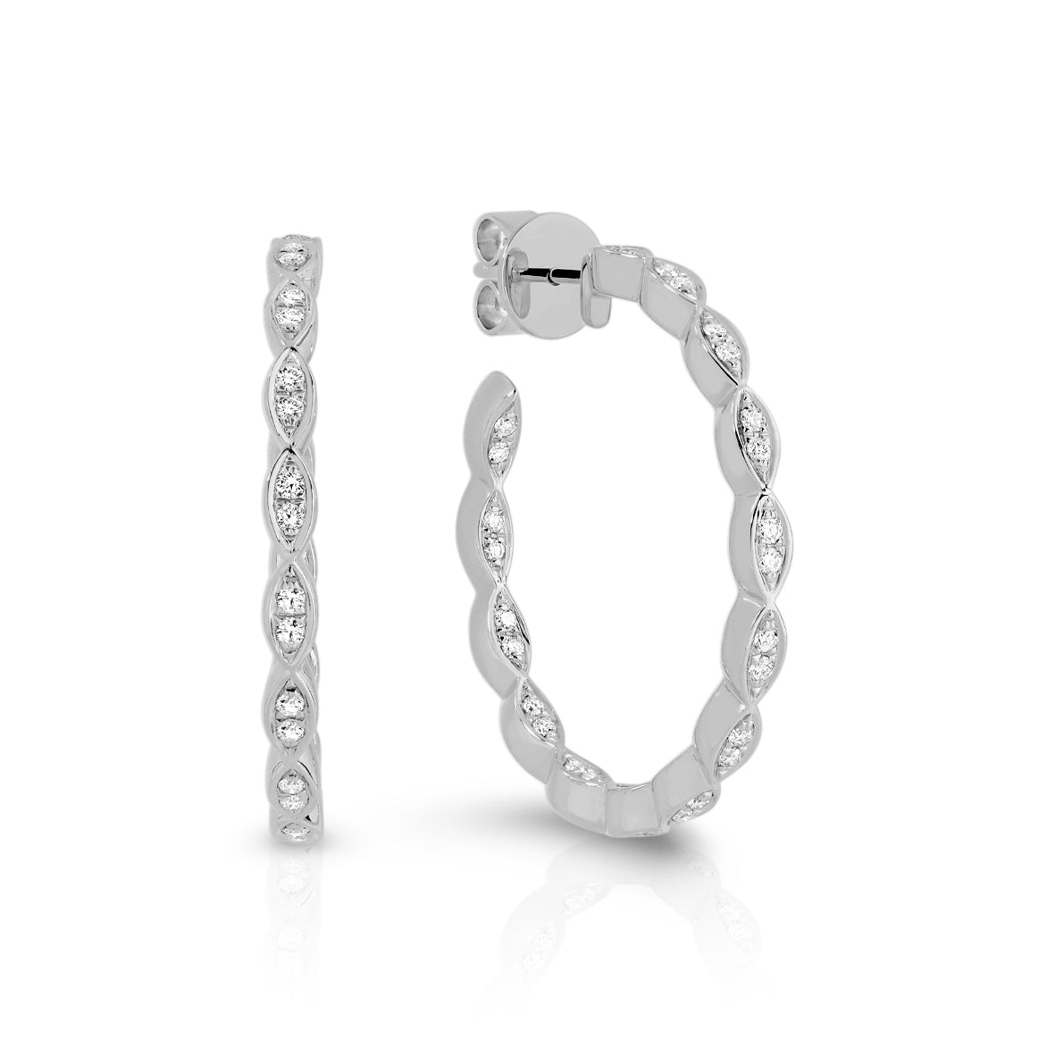 Large Diamond Hoop Style White Gold Earrings | By Angeline Australia