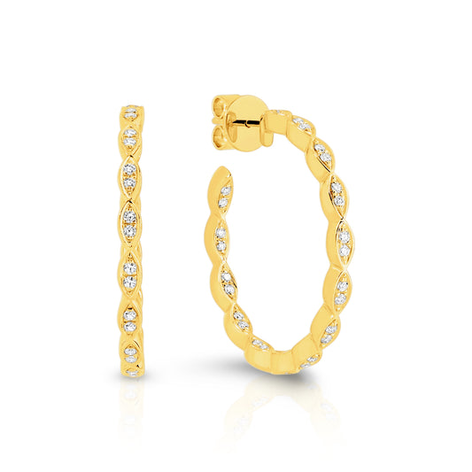 Large Diamond Hoop Style Yellow Gold Earrings | By Angeline Australia