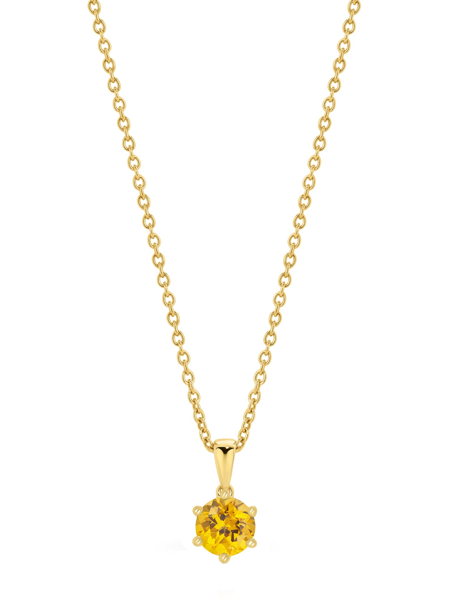 round citrine gemstone set in 6 claw gold setting | By Angeline Australia