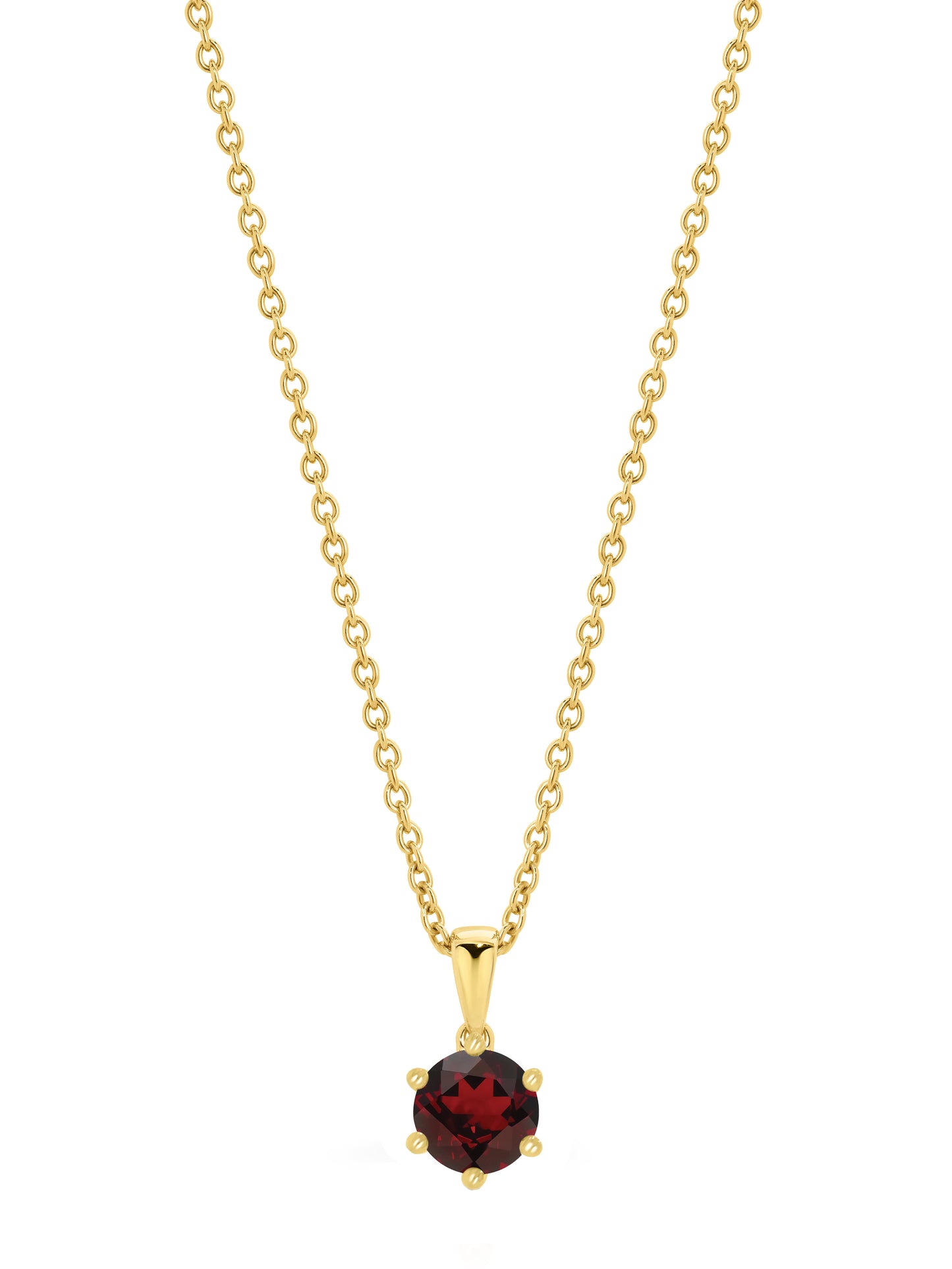 round garnet gemstone set in 6 claw gold setting | By Angeline Australia