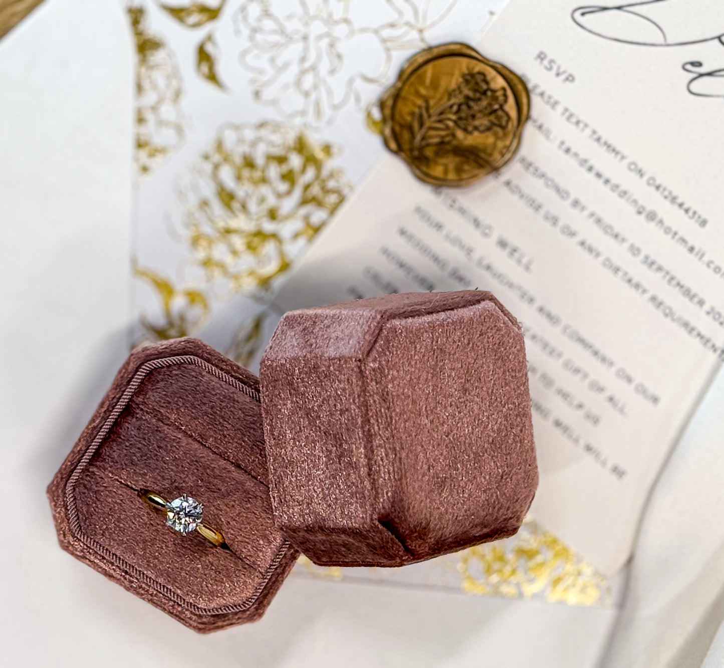 Velvet Wedding Double Ring Box