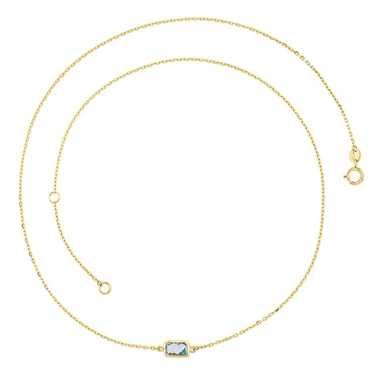 9CT Yellow Gold Faceted Sky Blue Topaz Necklace 45cm