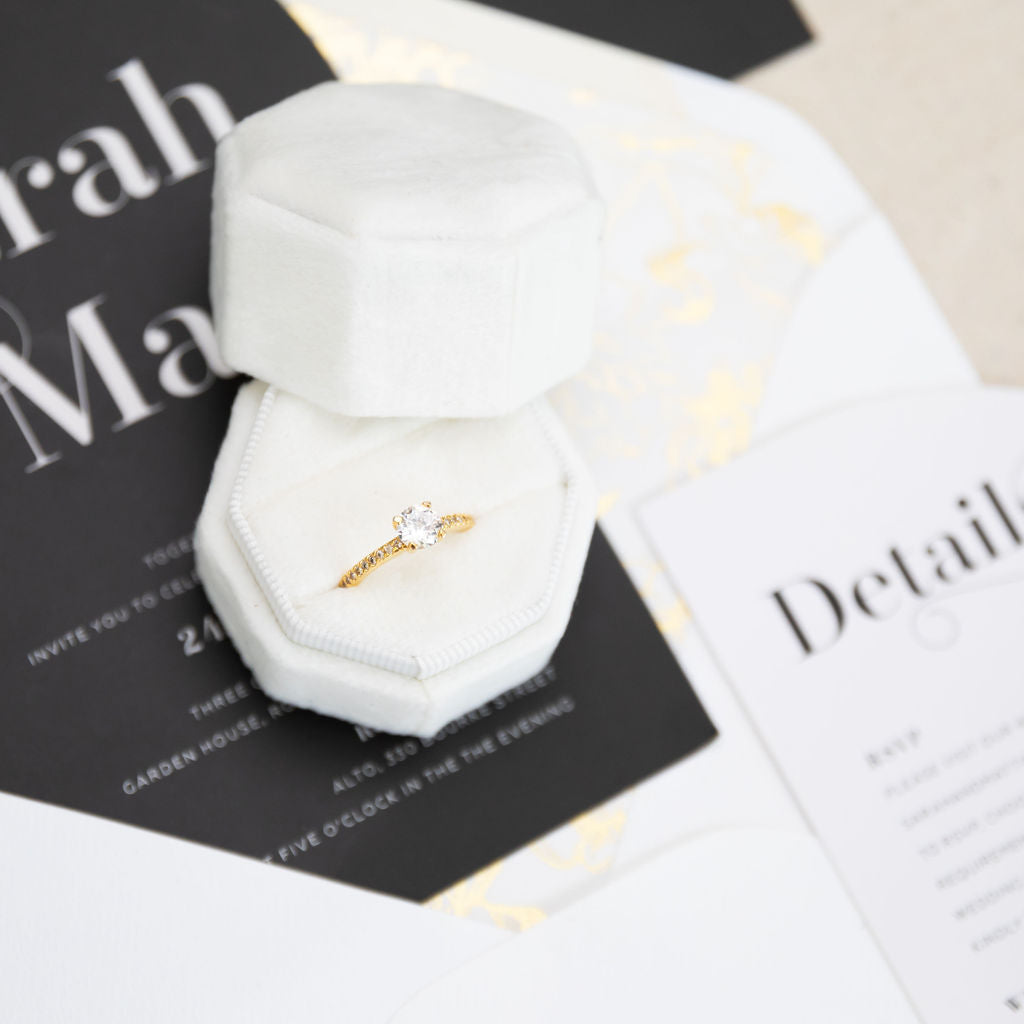 Velvet Wedding Ceremony Engagement Ring Box