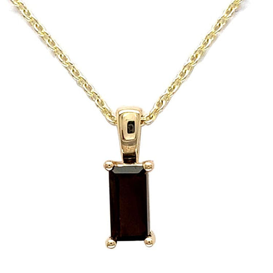 Smoky Quartz  40-45cm Necklace in 9CT Yellow Gold