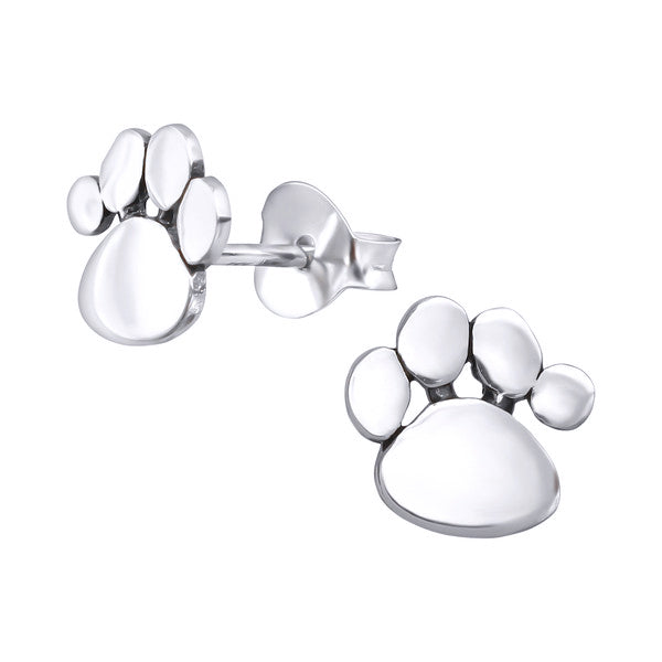 925 Sterling Silver Paw Print Studs