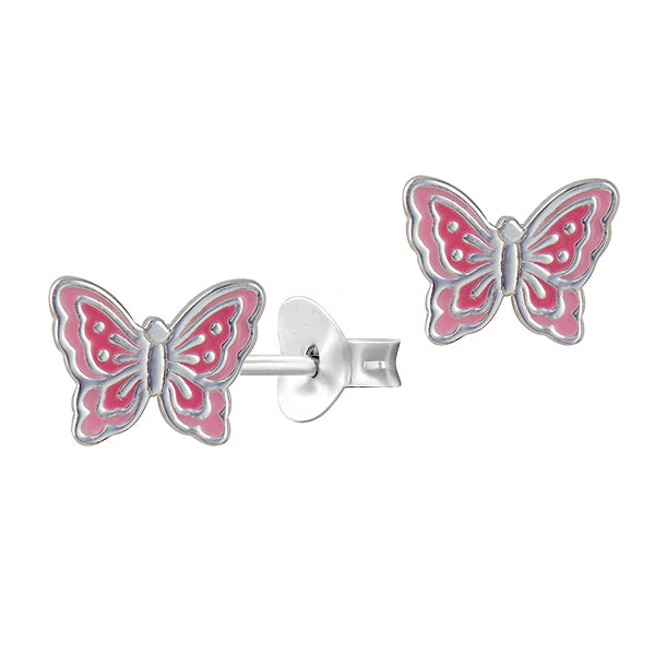 925 Sterling Silver Epoxy Butterfly Studs