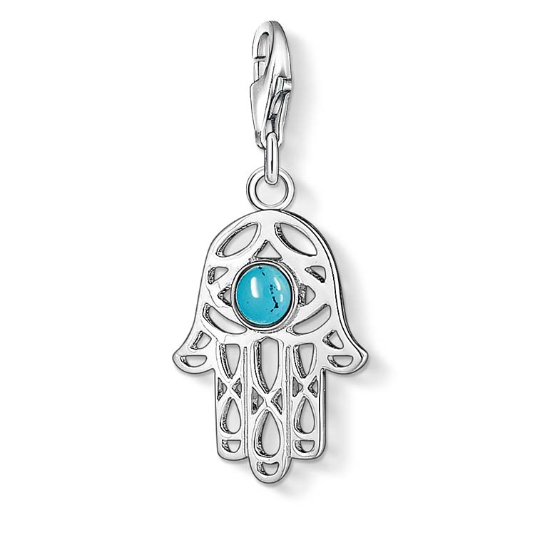 Charm Club Cc1052 Hand Of Fatima Turquoise Sterling Silver Charm