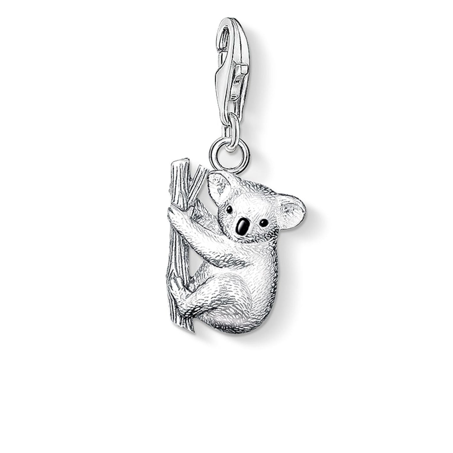 Silver koala charm on a white background