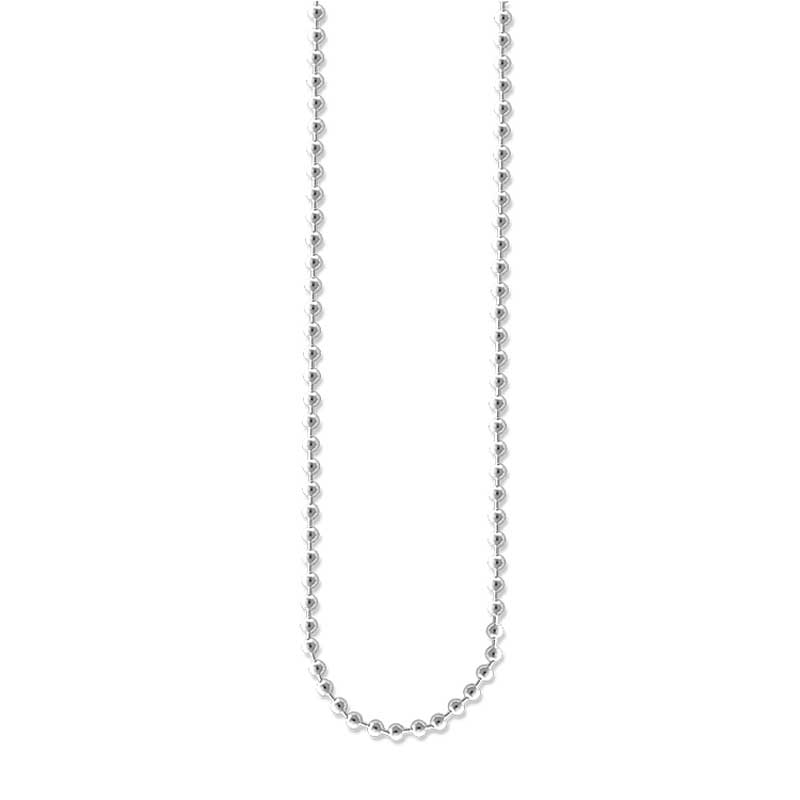 Silver chain necklace on a white background