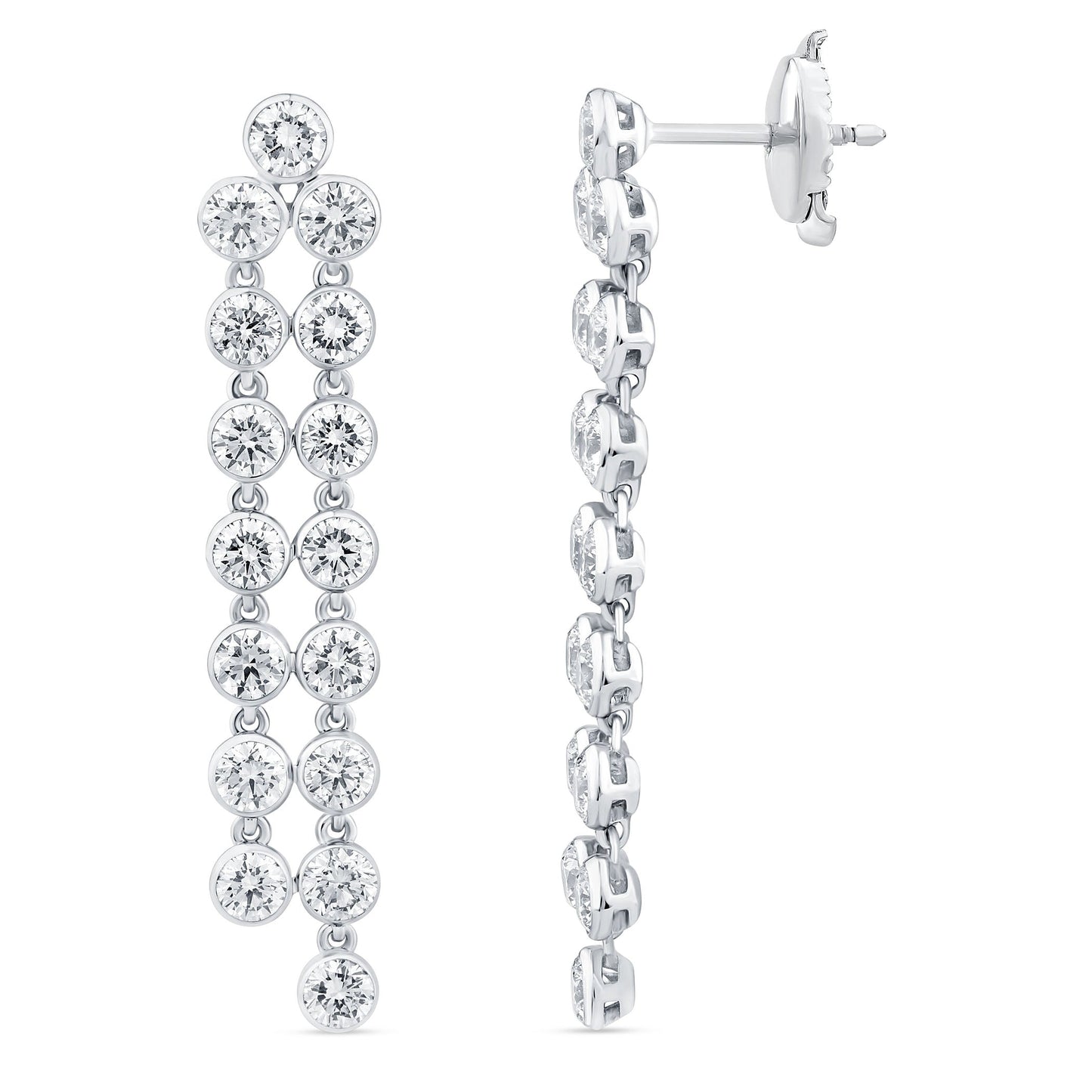 Cascading Diamond Drop Earrings in white gold