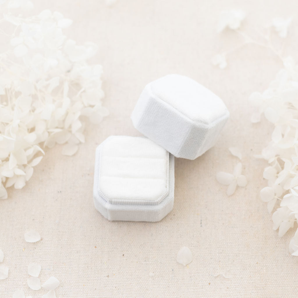 Double velvet ring box white by angeline australia