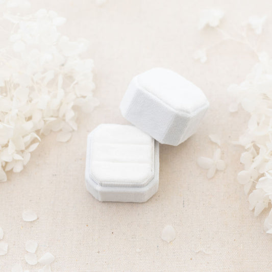 Double velvet ring box white by angeline australia