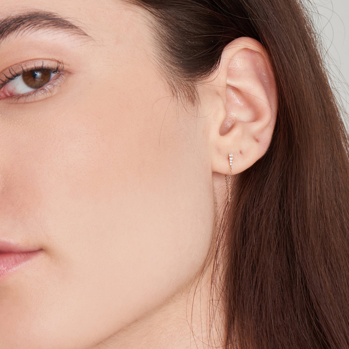 14K YG 0.085CT DIAMOND DROP STUDS