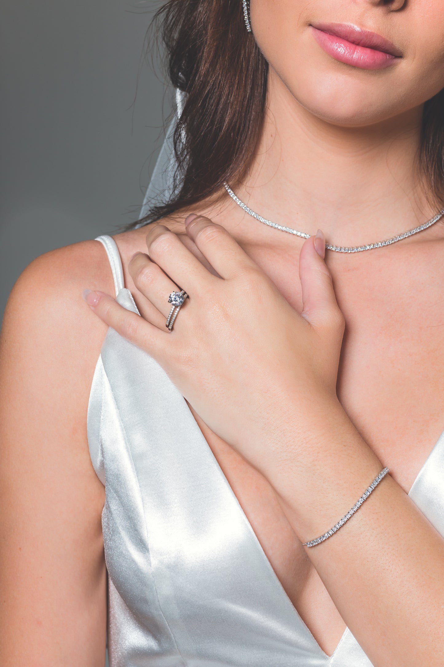ICONIC BRIDAL VERA NECKLACE SILVER ADJUSTABLE