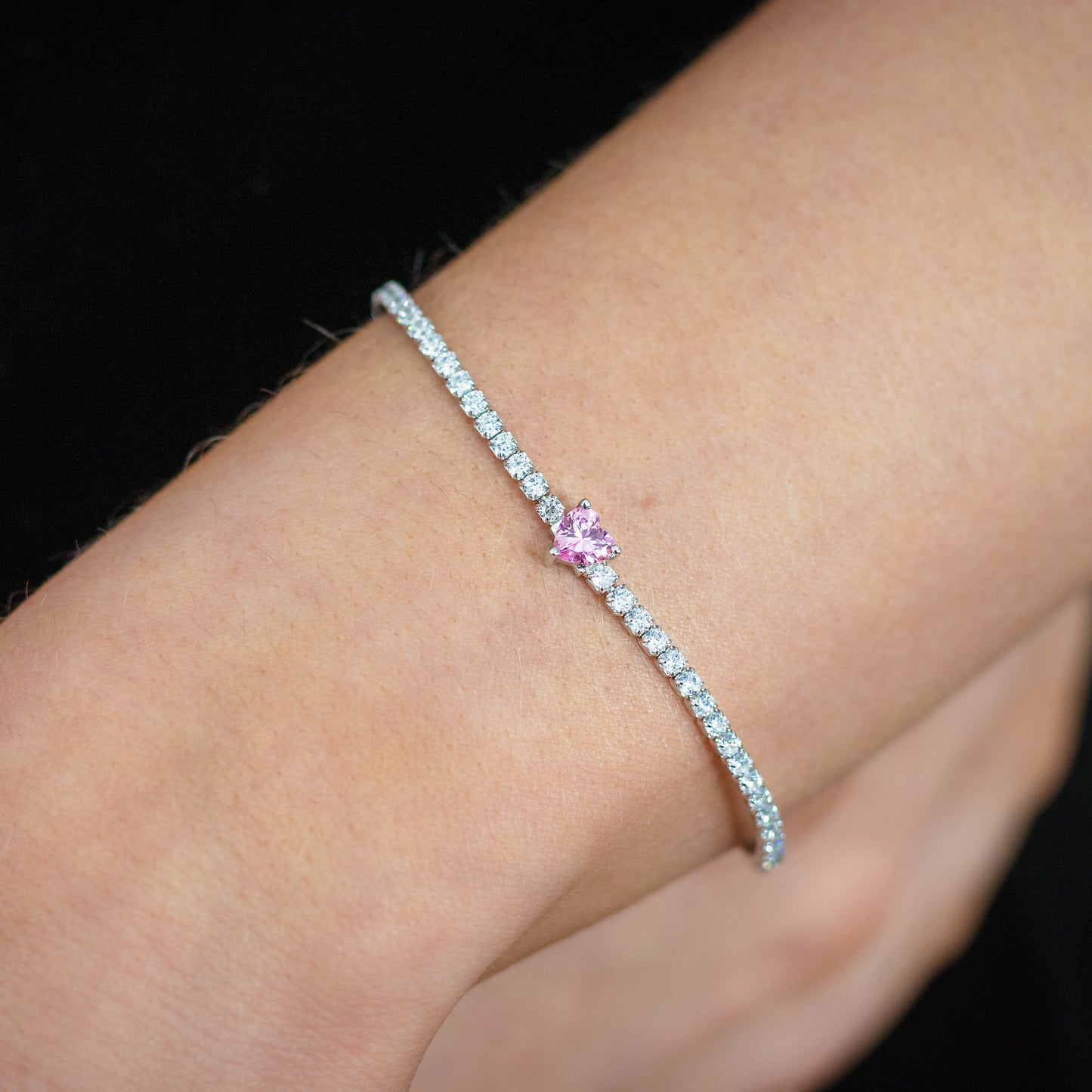 SWEETHEART TENNIS BRACELET SILVER 18CM