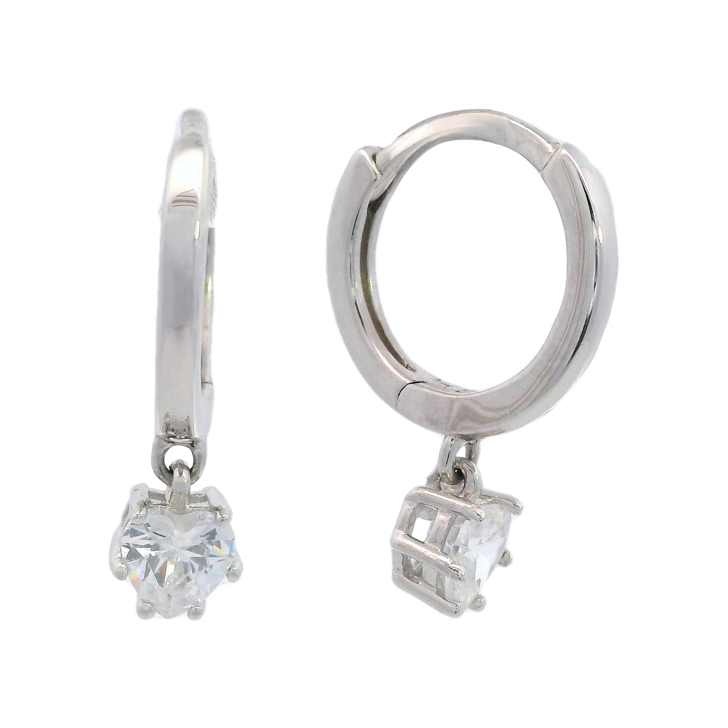 GEORGINI MIDNIGHT VELVET BABY HEART HOOP EARRINGS SILVER