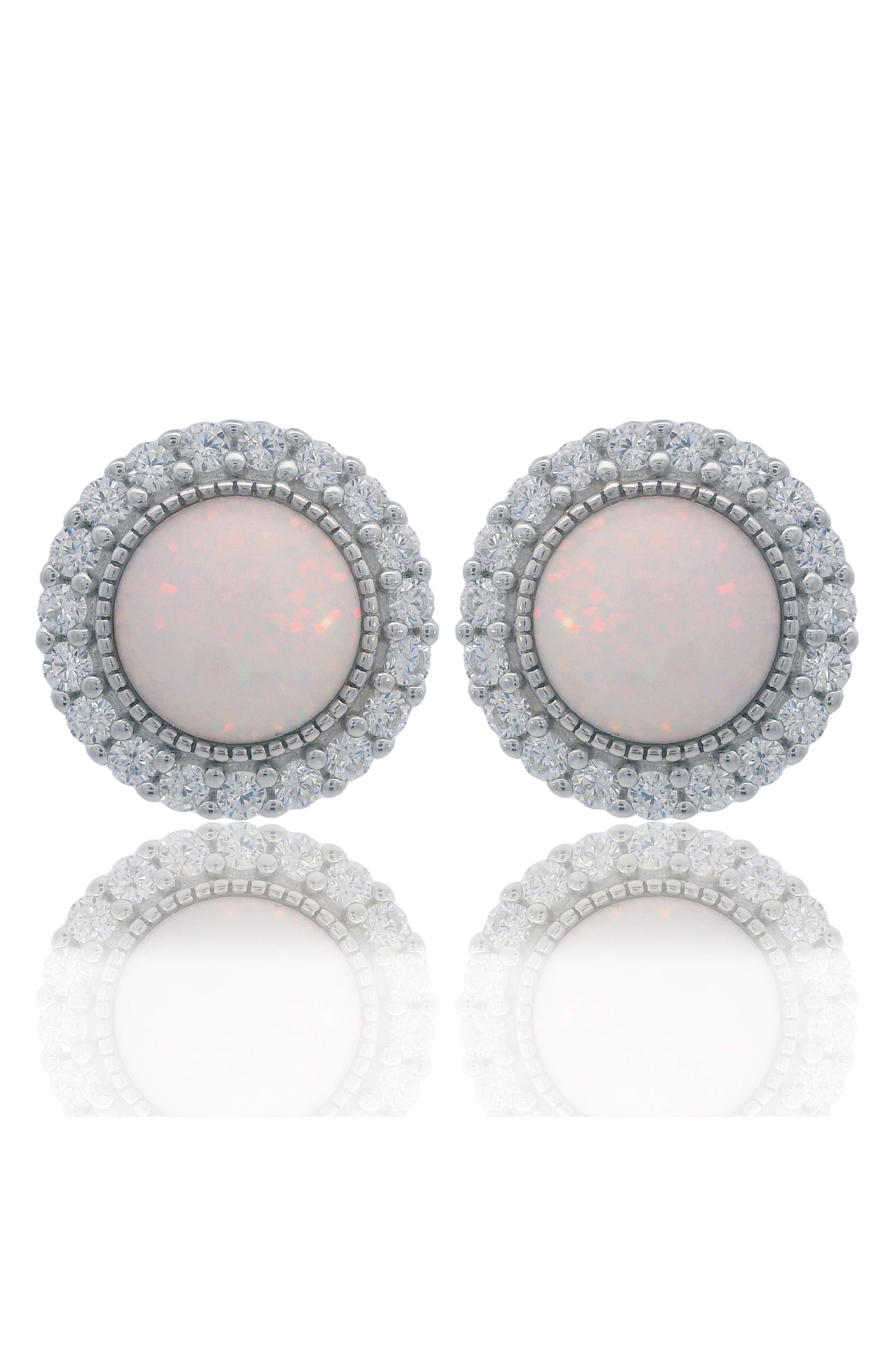 OPAL GLOW MARRINAWI WHITE CREATED OPAL EARRINGS SILVER