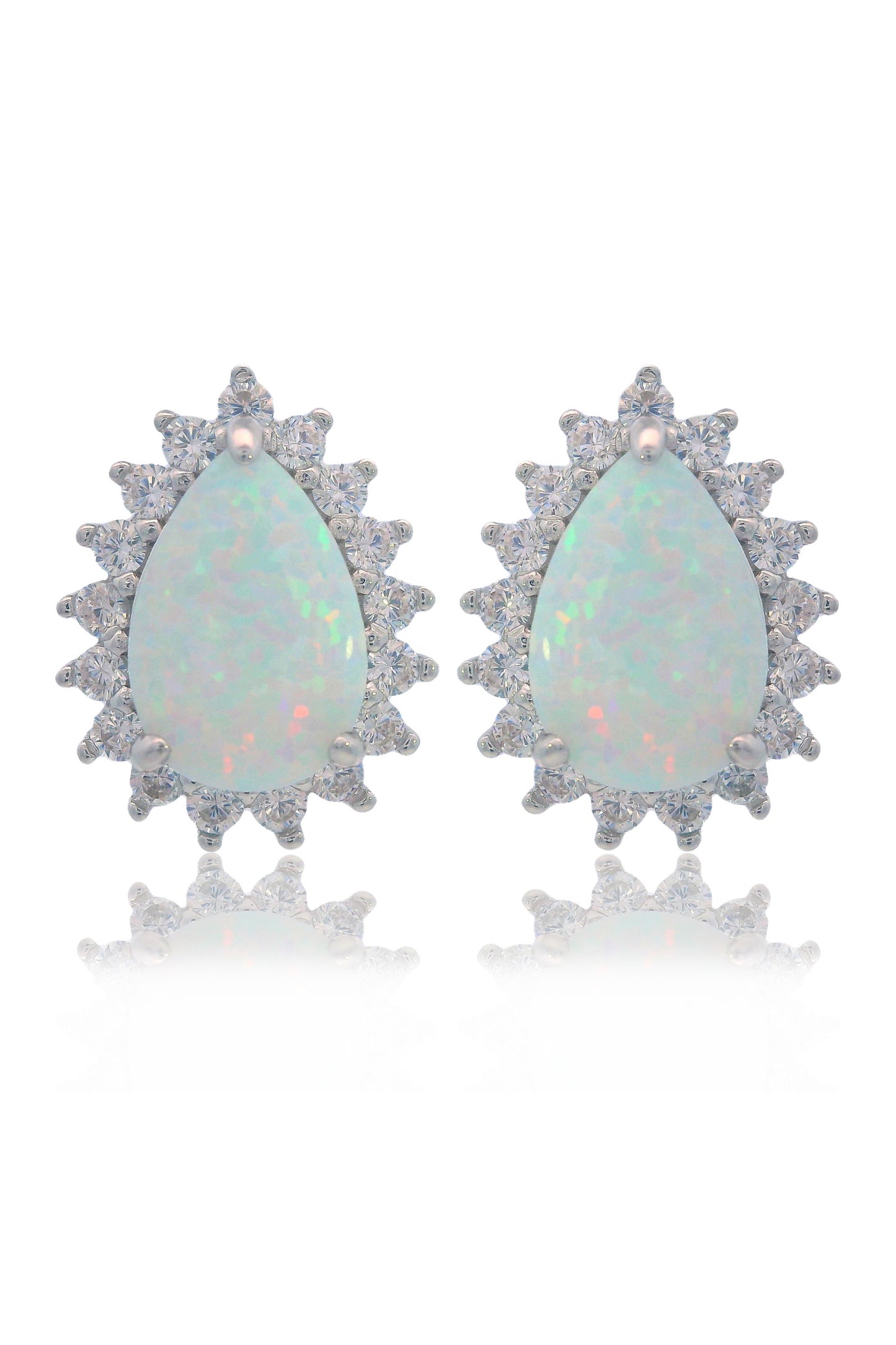 OPAL GLOW ROZELLE WHITE CREATED OPAL EARRINGS SILVER